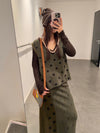 YANYAN KNITS Fall/Winter 2025: Daisy Work Jacket / V-Neck Vest / DAISY Maxi Skirt YYK-YW25-1241-LV Skirt (YYW25-2051)